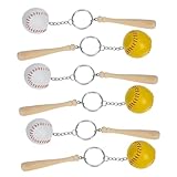 LRXIYODE 6 Stück Teiliges Baseball schlüsselanhänger Kreative Schlüsselringe Dekorativ und Langlebig Feine Verarbeitung für Männer Geschenk Bunte Anhänger in Gelb und Weiß