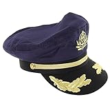 LALADEFIEE Marinehut Kapitänsmützen Sonnenhut Schwarzer Matrosenhut Yacht Erwachsener Kostümparty Kapitänshut Kapitänsmütze Kapitänshut Bestickter Admiralhut Halloween Cosplay Kostüm
