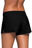 Tmaza Badeshorts Damen Badehose Frauen Schwimmshorts UV Schutz Schwimmhose Schnelltrocknende Kurze Boardshorts mit Innenslip für Strand Surf Beach, Schwarz 34-36=Etikettgr.S