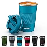Tlater Kaffeebecher to go, 380ml Thermobecher- Isolierbecher mit Auslaufsicher Deckel, Vakuum Doppelwandig Reisebecher, Edelstahl Travel Mug für Kaffee und Tee, Heiß und Kalt Halten (Blue)