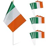 12 Stk Stockfahne irische Flagge klein St. Patricks Day Handzeichen-Flagge Flaggen Mini-Flagge handgehaltene kleine Fahnen Handheld handschwenkende flagge Irland Banner Requisiten