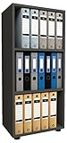VCM Holzregal stehend | platzsparender Aktenschrank | Maße ca. H. 108 x B. 49 x T. 32 cm | Elegantes Regal | Büroregal – Ulas 3f Anthrazit