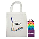 Flötentasche personalisiert mit Namen/Stofftasche Baumwolltasche Baumwollbeutel/Blockflöten Tasche für den Kindergarten bzw. die Grundschule