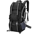 BOGAZY Wanderrucksack 45L Trekking-Rucksack, Ultraleicht, Verpackbar, Faltbar, Wasserabweisend Hiking Backpack(Black)