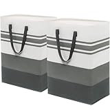 TIMEYARD Wäschekorb, 2er Set 75L Wäschesammler, Wäschekorb Groß, Aufbewahrungskorb, Laundry Baskets, Faltbarer Wäschekorb für Badezimmer Wohnzimmer Wäschetonne, 43x60cm, Grau