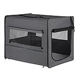 EUGAD Hundebox faltbar Hundetransportbox Auto für große Hunde, Labrador Husky Golden Retriever Samojede Deutscher Schäferhund Münsterländer Boxer, Grau XXL 103x71x79cm