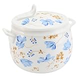 Cabilock Keramik Schmortopf mit Deckel Orchideen Dekor Hitzebeständig mit Griffen Vielseitiger Kochtopf für Eintöpfe und Suppen Farbige Ausführung Premium Qualität für Küchengebrauch