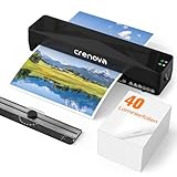Crenova Laminiergerät A4 mit 40 Laminierfolien & Papierschneider, 1-2 Min Aufwärmzeit, Geeignet für 80-125 Mic Laminierfolien, ABS-Funktion gegen Papierstau, Für Büro & Zuhause