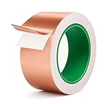 Jerhyun Schneckenband Kupfer, Beidseitig Leitende Kupferfolienband, Kupferband Selbstklebend Schneckenabwehr für zum Schutz von Pflanzen im Freien(50mmx20m)