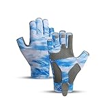 SUJAYU Angelhandschuhe für Männer Frauen Segelhandschuhe Kajakhandschuhe Ruderhandschuhe UV Schutzhandschuhe Sonnenschutz Fliegenfischen Zubehör (Hellblau, M)