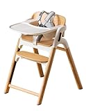 Momcozy DinerPal Hochstuhl aus Buchenholz, verstellbar & umwandelbar für Babys, Kleinkinder & Erwachsene, mit Lernstuhl-Funktion und spülmaschinenfestem Tablett