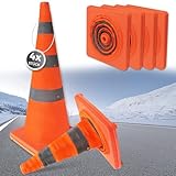 Valchoose 4 Stück Warnkegel/Pylone Faltbar (70 cm) mit Reflektierenden Kragen, Orange Multifunktionale Pop-up-Verkehrsleitkegel für Baustellen, Straßenparkplätze sowie Hindernis- und Sportmarkierung