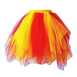 Hailmkont Rock für Damen Kleidung Normale Passform Mini Kleiner Faltenrock Netzrock 51 51, rot, 36