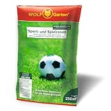 WOLF-Garten Sport- & Spielrasen LG 250 (für 250 m², schnell nutzbar & trittfest, strapazierfähiger Rasen für Sport- & Spielplätze, Hausgarten, für alle Bodenarten geeignet, im 5 kg Beutel) 3825030