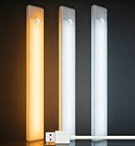 Unterbauleuchte Küche LED Akku mit Bewegungsmelder, Schrankbeleuchtung Bewegungssensor mit Batterie, Kabellos Fernbedienung LED Küchenunterbauleuchte, Schranklicht für Küche Lampe, Vitrine (3pcs)