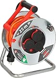 Brennenstuhl Garant S V2 IP44 Kabeltrommel 25m outdoor (Made in Germany, Kabel in Signalfarbe orange, Stahlblech, kurzfristiger Einsatz im Außenbereich)
