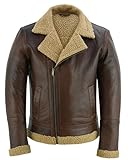 Charlie LONDON Flieger Schaffell Lederjacke Herren – Biker Style Motorrad Winterjacken für Männer mit Smart Casual Look, Bomber & Echtleder Jacken, braun, XL