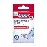 SOS Hühneraugen-Ex Set, Hühneraugen Pflaster für sofortige Druckentlastung, Hühneraugen Entferner mit Salicylsäure, schnelle Schmerzlinderung und Schutz gegen Reibung, 1 x 54 Stück