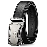BOSTANTEN Ledergürtel Herren/Junge Schnalle Büffel Leder Gürtel Automatik Jeans Belt Schwarz, Länge 125CM.Geeignet für 38-41 Taille., 1-schwarz