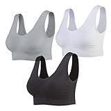 Lemef Damen Seamless Sport BH mit Merfarben Wohlfühl-BH, 1*weiß,1*schwarz,1*grau, 2XL