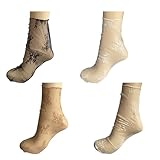CHENGZI 4 Paar Frauen Sheer Slouch Socken - Spitze Tüll Socken Mesh Socken - Slouch Socken - Transparent Elegant Lose Socken Knöchelhoch, mehrfarbig, One Size