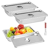 NZZVNZ 3 Set Panier-Set aus Edelstahl, Panier mit Deckel 32.5 * 17.5 * 6.5cm Schale zum Panieren Brotbackform Brottopf Lebensmittelboxen für Schnitzel Fleisch Fisch
