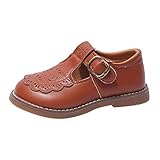 Cat N Shoes Kleinkind und Mädchen Freizeitschuhe Dicke Sohle Runde Zehenschnalle Kleid Schuhe Kleinkind Schlupfschuhe, braun, 27 EU