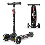 besrey Scooter Kinder Roller, der sichere Dreiradscooter mit PU LED Leuchtenden Räder, Faltbarer Höhenverstellbarer , Leicht Belastbarkeit bis 50 kg, ab Kleinkind Junge Mädchen