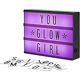 My Cinema Lightbox - Buchstaben Farbwechsel Lichtbox, 20x15cm - LED Marquee Lichtbox mit 100 Buchstaben - Leuchttafel Leuchtkasten light letters lef light box