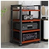Audio-Turm aus Holz mit abnehmbaren Regalen und höhenverstellbaren Komponenten, Eckregal, CD-Rack, Stereo-Ständer für Zuhause/Büro/Audio-Video, D 4, 50 x 40 x 100 cm, Schwarz
