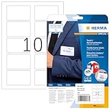 HERMA 4587 Namensetiketten ablösbar, 10 Blatt, 80 x 50 mm, 10 pro A4 Bogen, 100 Stück, selbstklebend, bedruckbar, rückstandsfrei abziehbare Acetatseide Namensaufkleber Etiketten, weiß