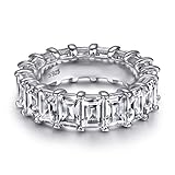 18K Funkelnder Baguette Ring aus 925 Sterling Silber für Frauen Stapelringe - Damen Ringe Eternity Ewigkeit Schmuck in Juwelierqualität (60, Silber)