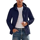 Generisch Regenjacke Herren Wasserdicht Atmungsaktiv Softshelljacke Leichte Windbreaker Outdoor Wanderjacke Herbst Übergangsjacke Funktionsjacke Fahrrad Regenmantel Windjacke