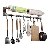 Küchenrollenhalter aus Edelstahl mit Küchenrollenhalter, 60 cm, Küchenschiene mit 10 Haken für platzsparende Wandmontage, selbstklebende Utensilienaufhänger