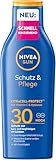 NIVEA SUN Schutz & Pflege Sonnenlotion LSF 30, wasserfester Sonnenschutz mit Vitamin C & Hyaluron, schnell einziehende Sonnencreme für 48h Feuchtigkeit ohne weißen Film (200 ml)