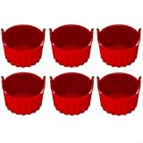 Set mit 6 Silikonauflaufförmchen für Luftfritteuse, zum Backen von Muffins und Eiern mit Leichtigkeit (rot)