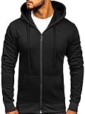 BOLF Herren Kapuzenpullover Hoodie Sweatshirt mit Kapuze Reißverschluss Pullover Pulli Langarmshirt Freizeit Sport Fitness Outdoor Casual Style 2008 Schwarz XXL [1A1]