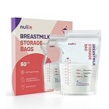 Nuliie 50 Stück Muttermilchbeutel, 250ml BPA-frei Muttermilch Aufbewahrung bag, Milchbeutel für Muttermilch mit Ausgießer für das Stillen, Selbststehender, Kann Eingefroren Werden, Platzsparendes