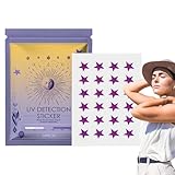 UV-Aufkleber für Sonnencreme, Set mit 24 UV-Schutzaufklebern, Sternförmiger Sonnenschutz, Erinnerung an Körperpflege, Körperpflegezubehör für Gesicht und Körper