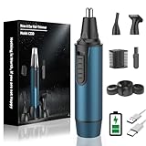 Nasenhaartrimmer Herren, 3 in 1 Professioneller Ohrhaarschneider und Nasenhaarentferner für Männer und Frauen, USB Wiederaufladbar, Dual Klingen, IPX7 Wasserdicht, Einfache Reinigung, Blau