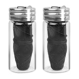 Zahnseide, schwarz, 2 Stück, 3 x 30 m, natürliche Zahnseide, wiederverwendbar, in einer Glasflasche – Interdentalreiniger Zahnseide in einer Glasflasche