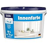 Plid® Innenfarbe Wandfarbe Weiß hohe Deckkraft [10L] - Geruchsarme Verarbeitung Diffusionsfähig Umweltverträglich - Streich Wandfarbe ausbessern weiß deckend - Deckenfarbe weiß - Wall paint white