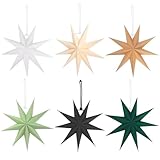 Dengthrive Papiersterne Zum Aufhängen Weihnachten: 6 Stück Papier Sterne Weihnachten 30cm 9 Zacken Faltstern für Aufhängen Wand an die Decke Fenster Weihnachtsbaum Dekoration