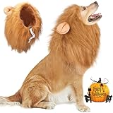 Vivifying Hundekostüm Löwenmähne Hund, Verstellbar Hunde Halloween Kostüm Perücke mit Ohren für Mittlere und Große Hunde (Braun)