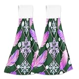 miaozhen Toalla de Mano Gästehandtücher mit Feder, Schneeflocke, bunt, rosa, lila, für Badezimmer, Waschlappen, Hotel, 2 Stück