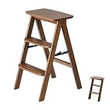 Faltbarer Tritthocker Multifunktions 3-in-1 Holzleiter Thekenstuhl, Tragbarer Holz-Tritthocker Rutschfestes Aufbewahrungsregal für Bibliothek, Heimküche, Haushaltsarbeit