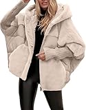 Juankrynord Damen Winter Warm Langarm Reißverschluss Lose Daunenmantel Lose Neue Spleißen Daunen Plüsch Mantel Samt Gefüttert Cord Mantel Jacke (Mandel,3XL)