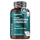 Multivitamin Tabletten - 400 Stück, Vegan mit 27 Zutaten - 13+ Monate Vorrat - Immunsystem, Energie & Stoffwechsel (EFSA) - Frei von Magnesiumstearat - WeightWorld