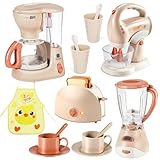 Spielzeug ab 3 Jahre - kinderküche zubehör mit Kinder kaffeemaschine ，Mixer kinderküche ，Toaster and kinderschürze ,Geschenk mädchen & Junge 3 4 5 6 7 Jahre