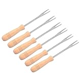 UPKOCH 6 Stück Maisgabeln Mit Holzgriff Halter Für Heiße Pfannen Maisschäler Servieren Von Kleinen Spießen Für Vorspeisen Obst Wiederverwendbare Maishalter Besteck Brot